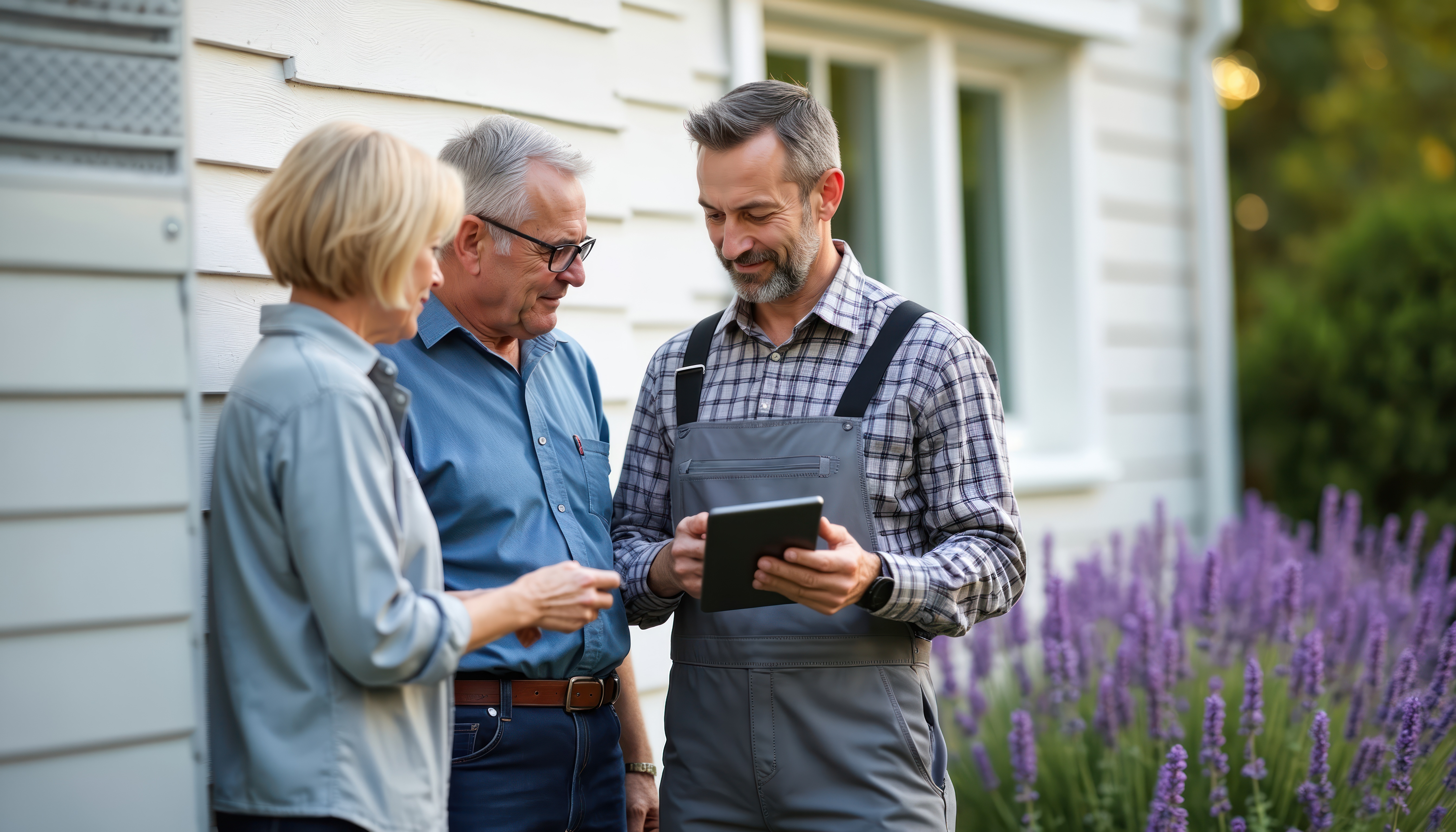 A service professional on the job at a residential property
