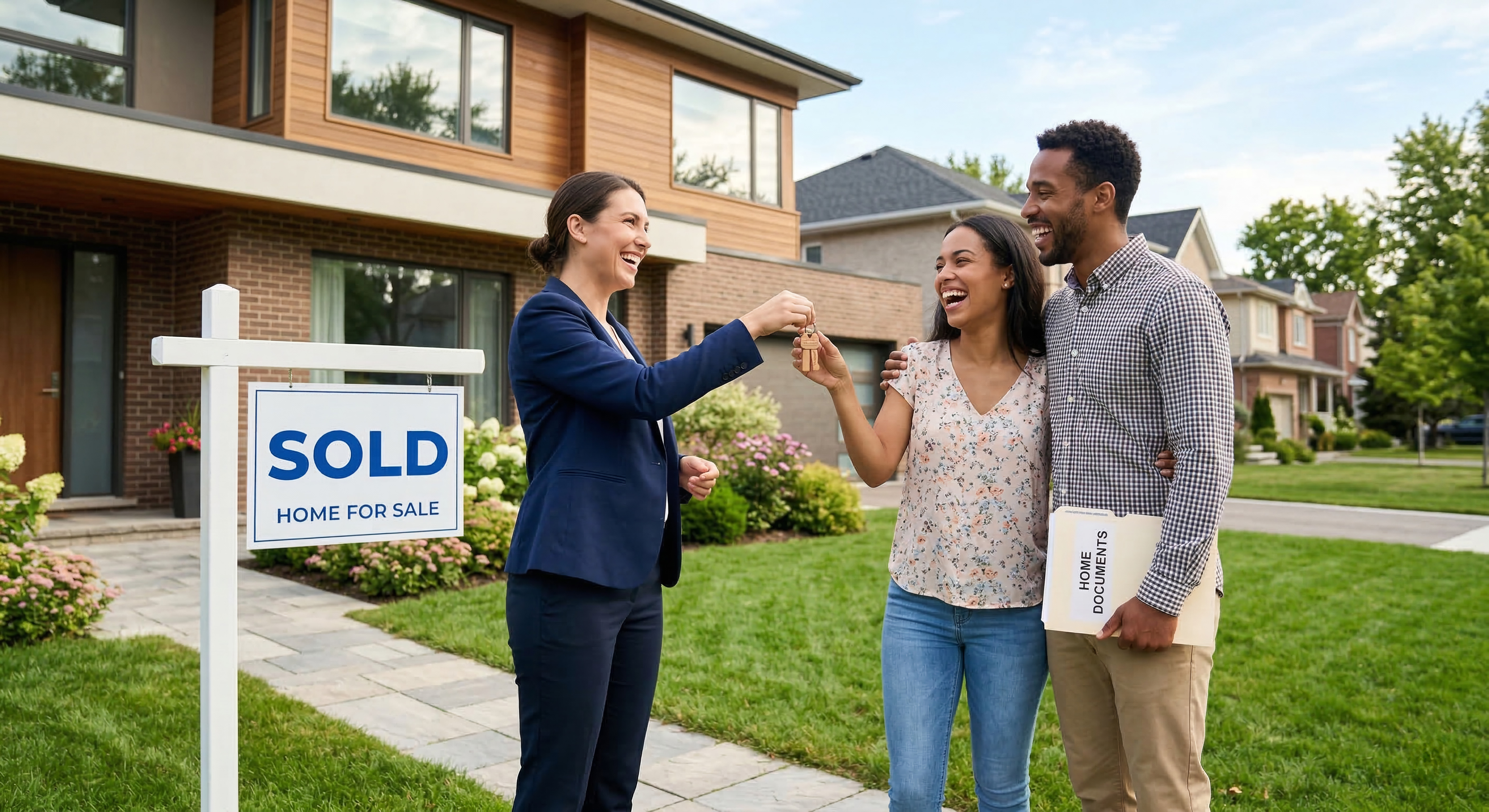 A property sold sign in front of a home, representing the transfer of ownership and the need for continuity of property records